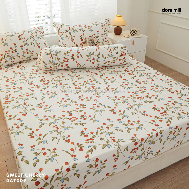 Washed Cotton Linen Fitted Bed Sheet Set with Pillow and Bolster Case by Dora Mill#DAT