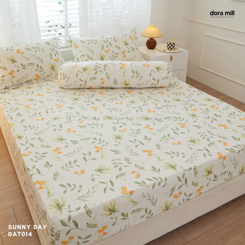 Washed Cotton Linen Fitted Bed Sheet Set with Pillow and Bolster Case by Dora Mill#DAT