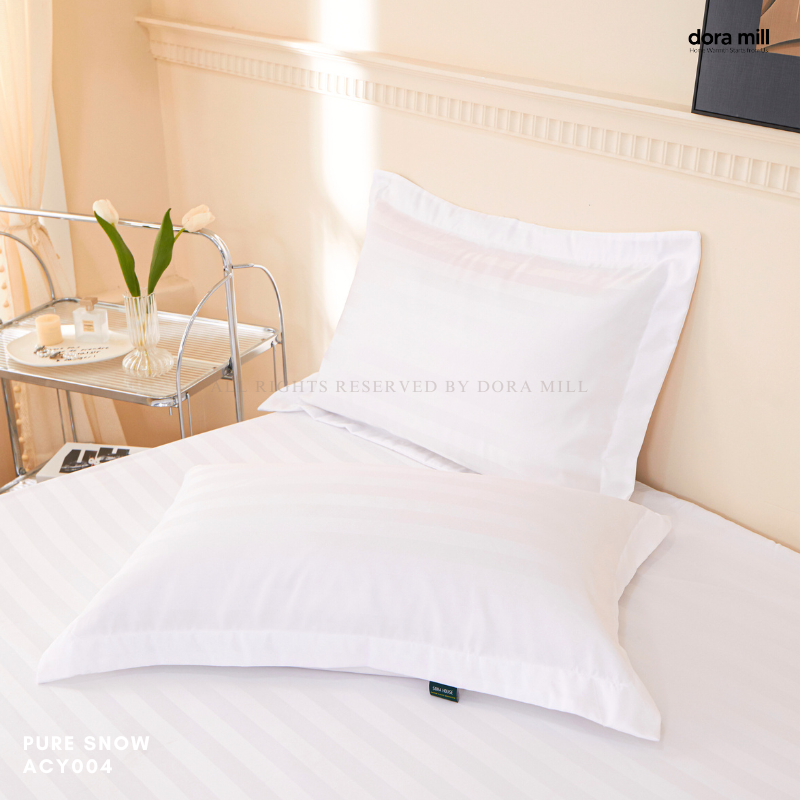 Sarung Bantal Koleksi Hotel Dora Mill 3cm Stripe – Linen Kapas dengan Kemasan Satin Kristal #ACY