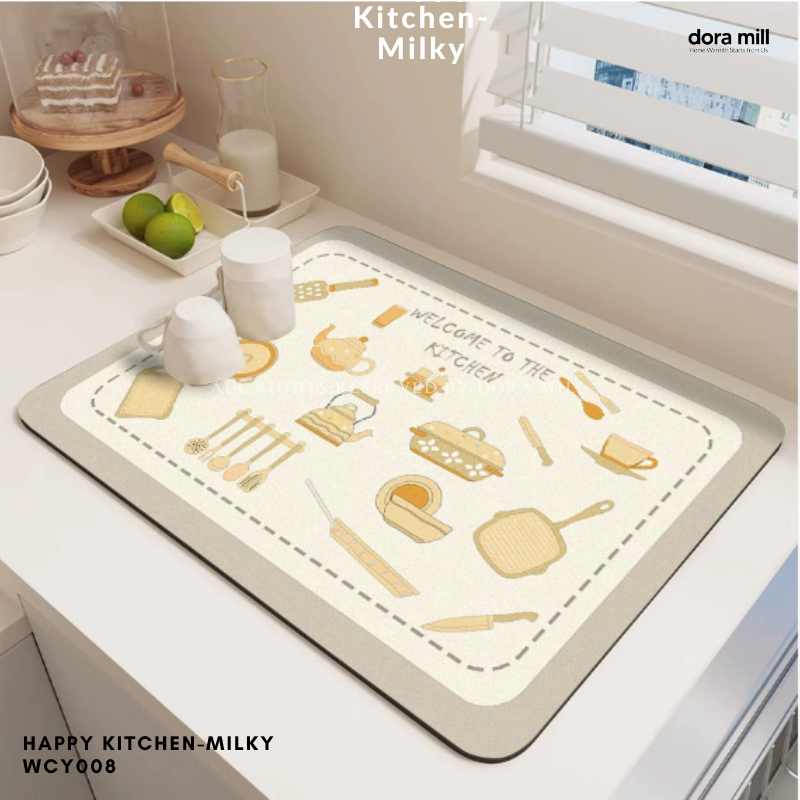 Dora Mill Non Slip Kitchen Diatom Mud Dish Drying Mat – Kitchen Countertop/Table Use #WCY