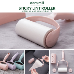 Dora Mill Refillable Lint Roller Dust Remover – Sticker Roller Brush for Clothes, Furniture, Carpet, Pet Fur, Dust, and Dirt #HRA