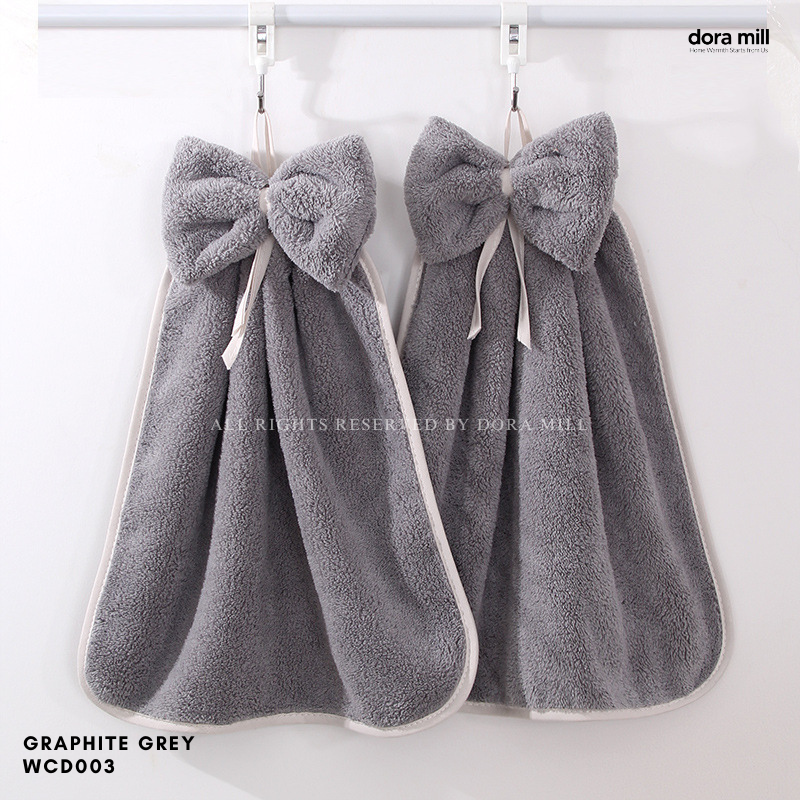 Dora Mill Dapur/Bilik Air Reben Tuala Tangan Bulu Karang – Rekaan Gantung Dinding/Serap Air Kuat &amp; Cepat Kering #WCD