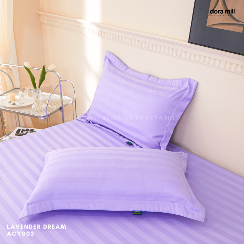 Sarung Bantal Koleksi Hotel Dora Mill 3cm Stripe – Linen Kapas dengan Kemasan Satin Kristal #ACY
