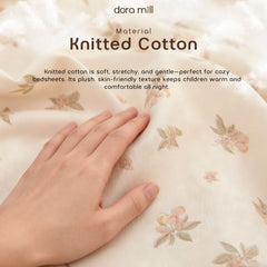 Knitted Cotton Fitted Bedsheet set w/Pillow case & Bolster case