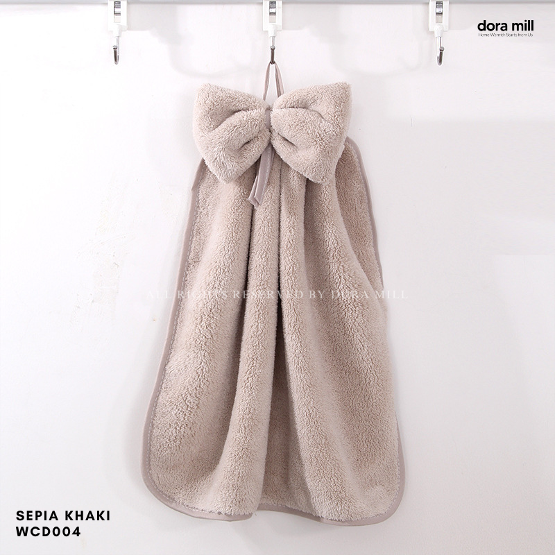 Dora Mill Dapur/Bilik Air Reben Tuala Tangan Bulu Karang – Rekaan Gantung Dinding/Serap Air Kuat &amp; Cepat Kering #WCD