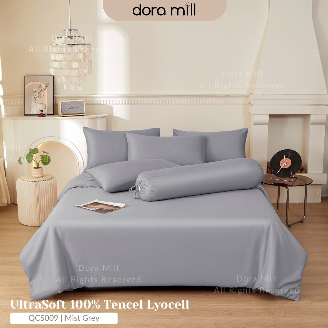 DORAMILL 50S 100% Tencel Lyocell Ultra Soft Fitted Bedsheet Pillow Case Bolster Case Quilt Cover 50S
