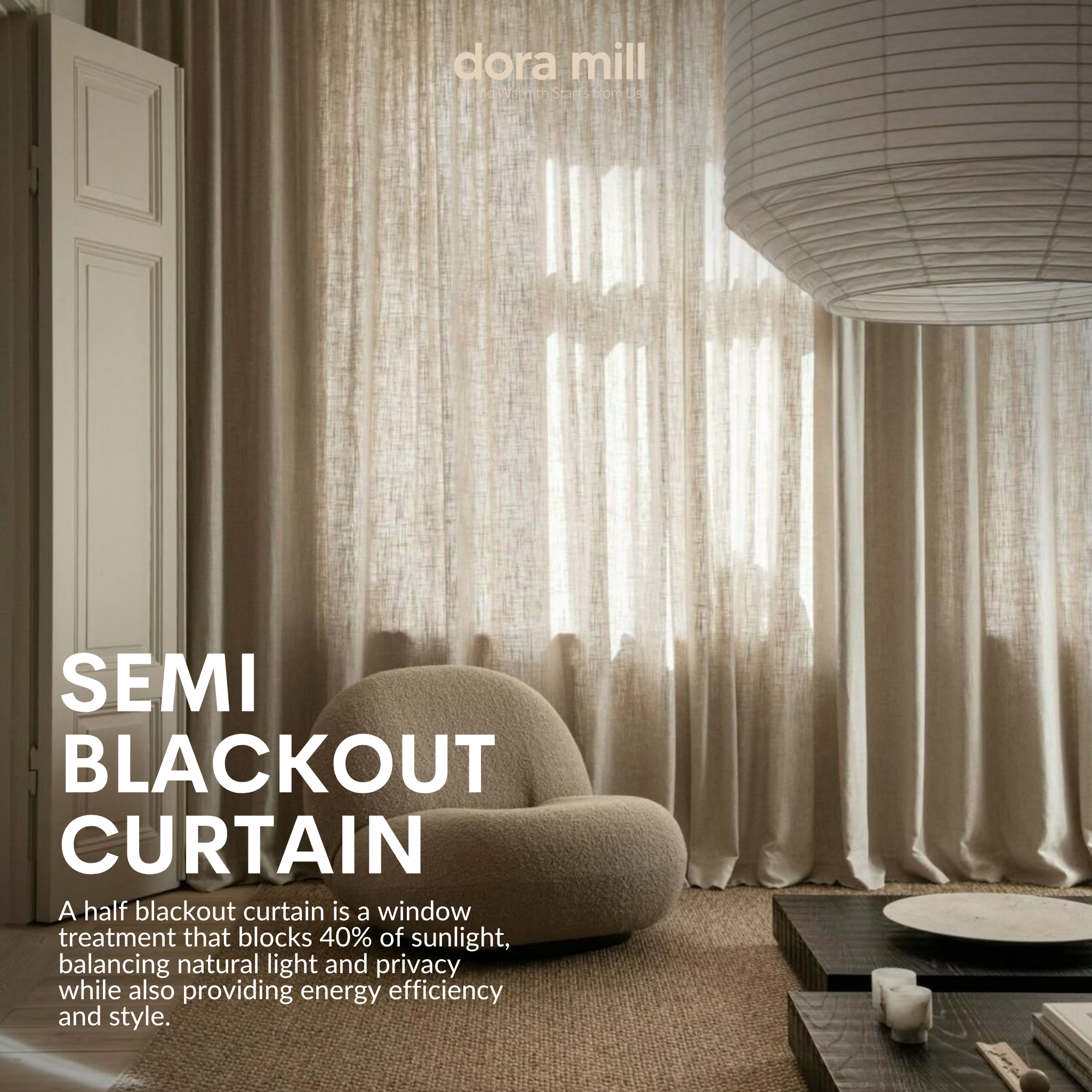 Dora Mill Classic Plain Series Semi Blackout Curtain – 2-in-1 Hook & Rod Use #RCQ