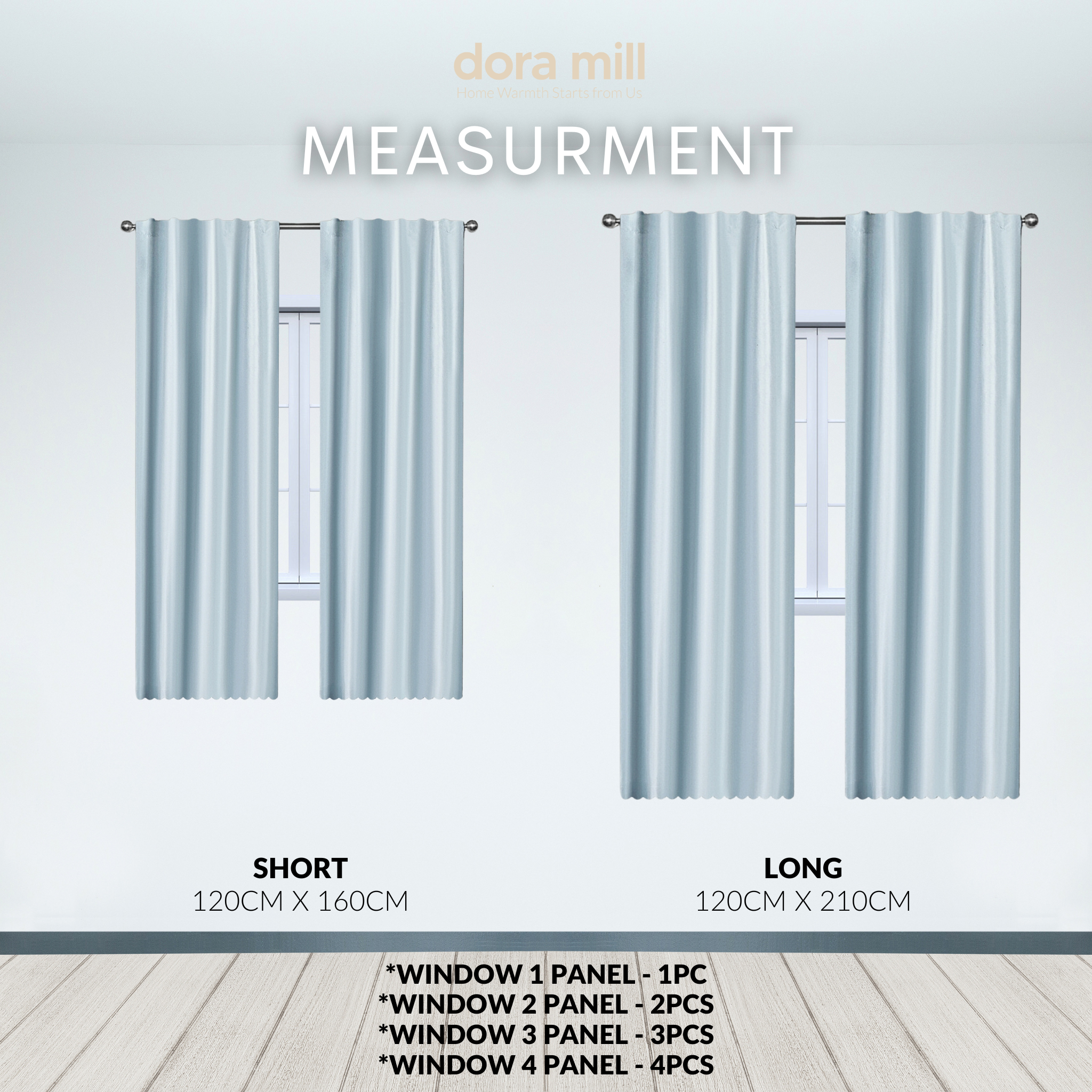 Dora Mill Classic Plain Series Semi Blackout Curtain – 2-in-1 Hook & Rod Use #RCQ