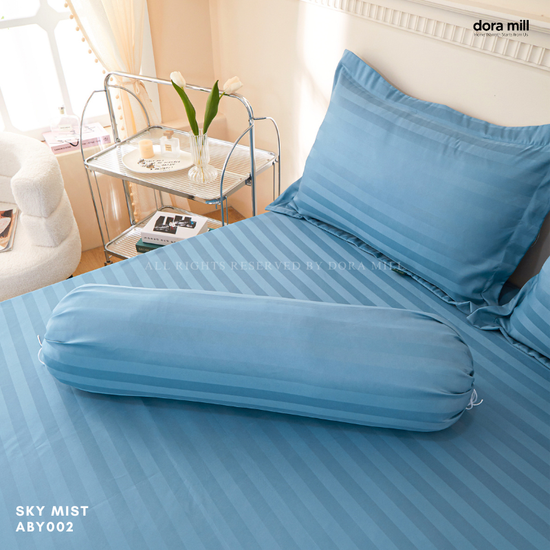 DORAMILL Crystal Satin Stripes Plain Colour Bolster Case #ABY
