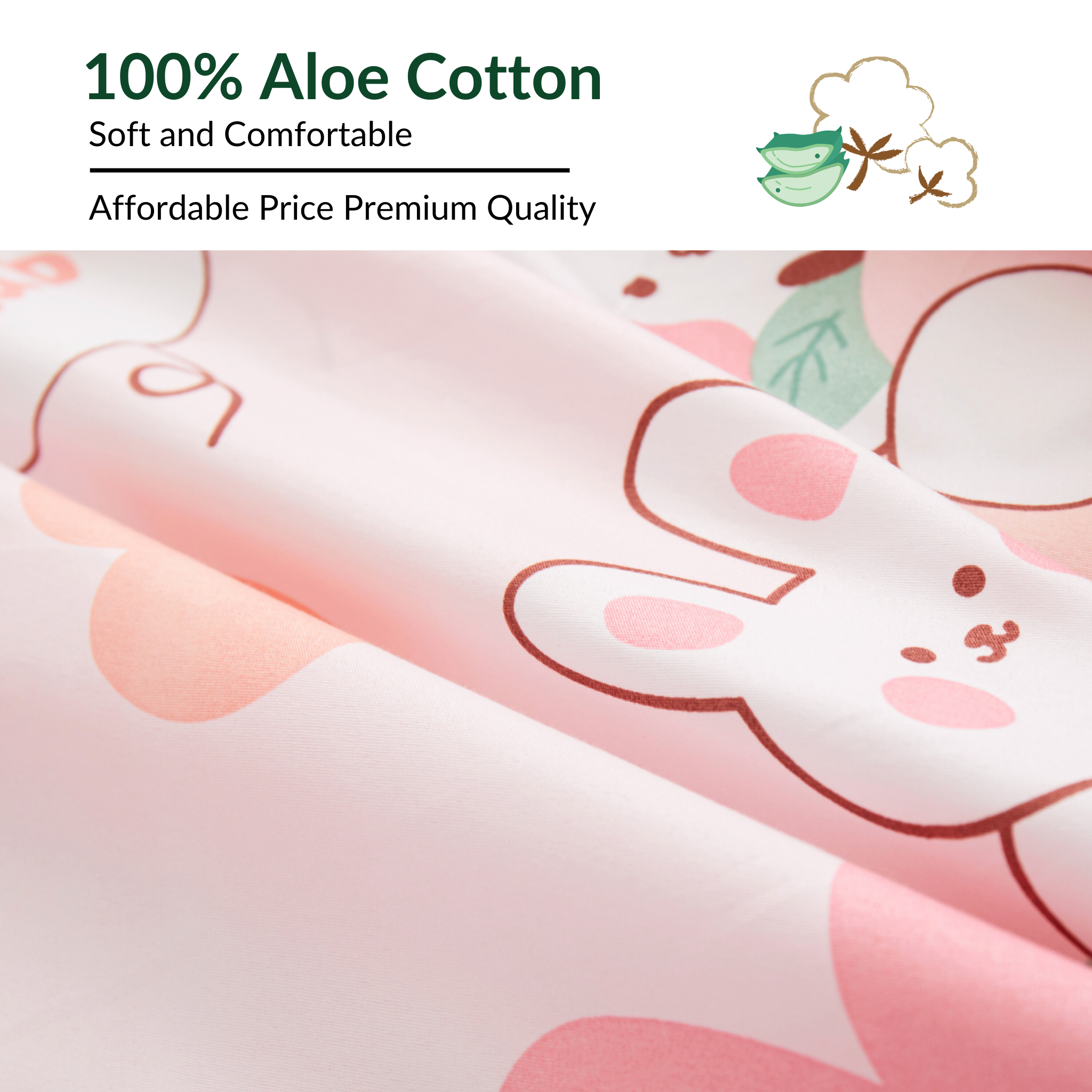 Dora Mill Bunga Series Aloe Cotton Fitted Bedsheet with Pillow & Bolster Case #BBR