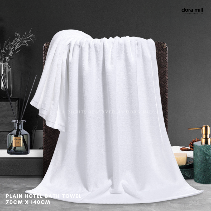 Dora Mill 100% Cotton Plain White Hotel Towel – Bath Towel / Face Towel #WTE