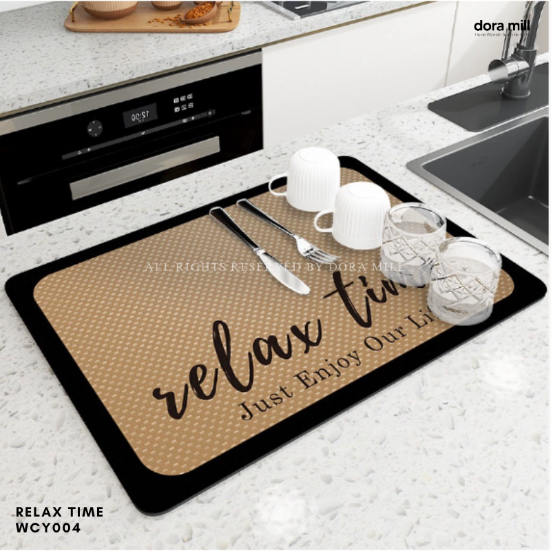 Dora Mill Non Slip Kitchen Diatom Mud Dish Drying Mat – Kitchen Countertop/Table Use #WCY