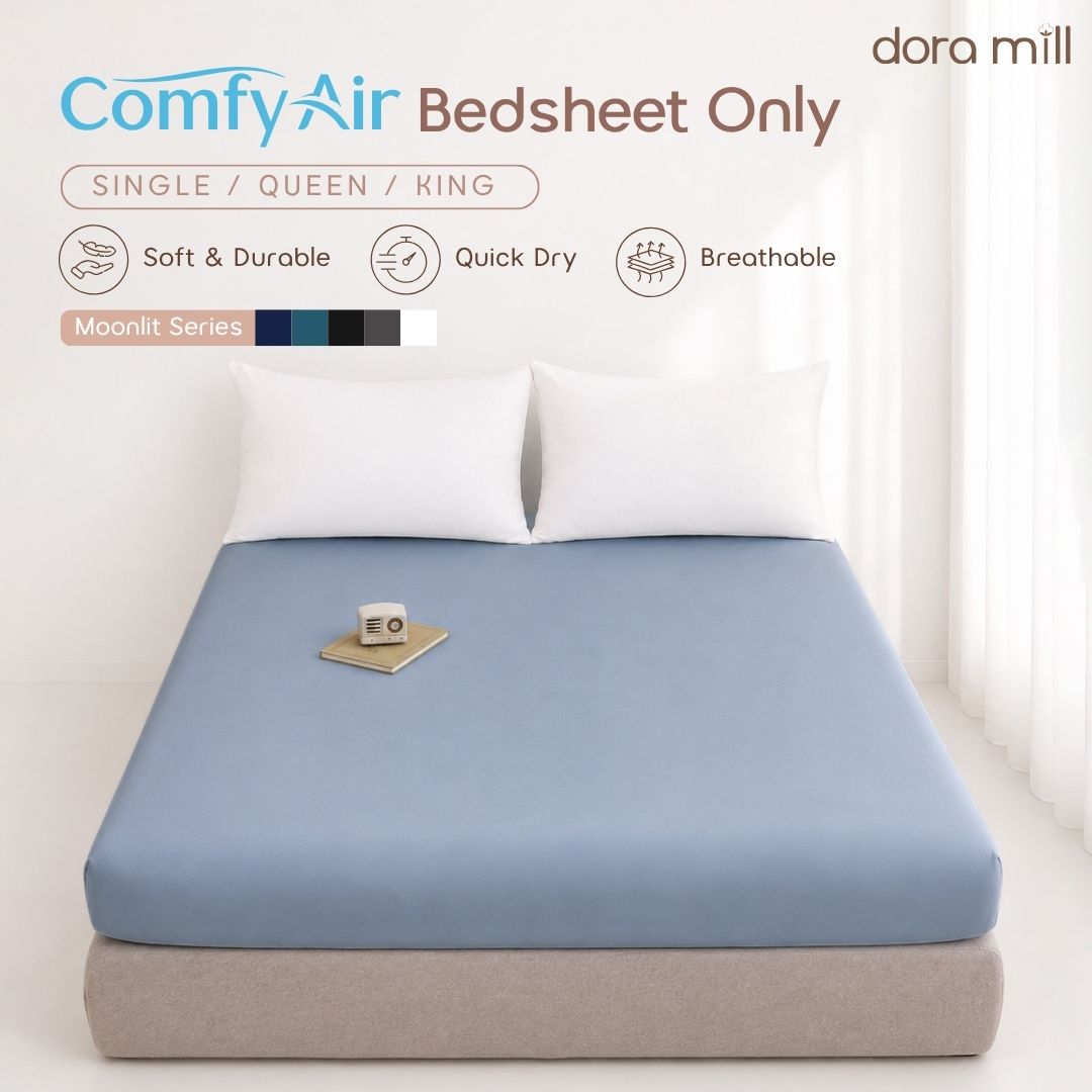 DORAMILL ComfyAir Plain Colour Fitted Bedsheet Only #BFP