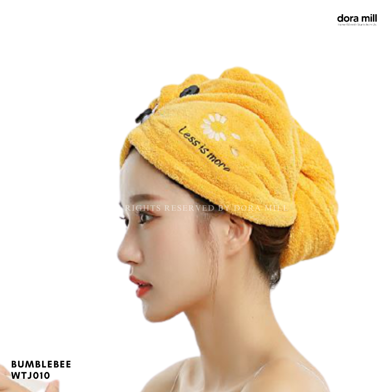 Tuala Rambut Balut Microfiber Gaya Dora Mill – Penyerap Kuat &amp; Pengeringan Pantas Tuala Pancuran Mandi #WTJ