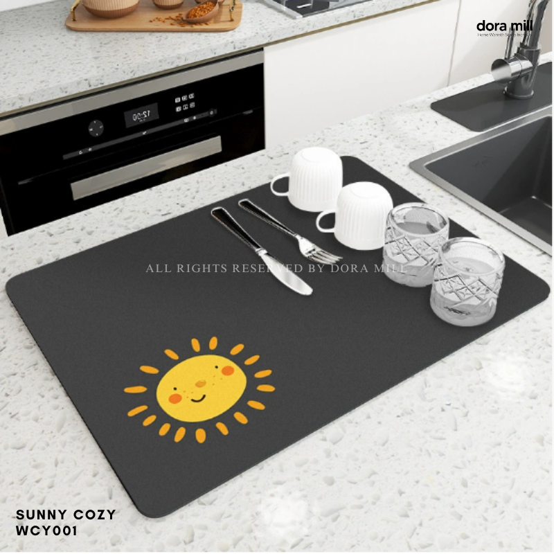 Dora Mill Non Slip Kitchen Diatom Mud Dish Drying Mat – Kitchen Countertop/Table Use #WCY