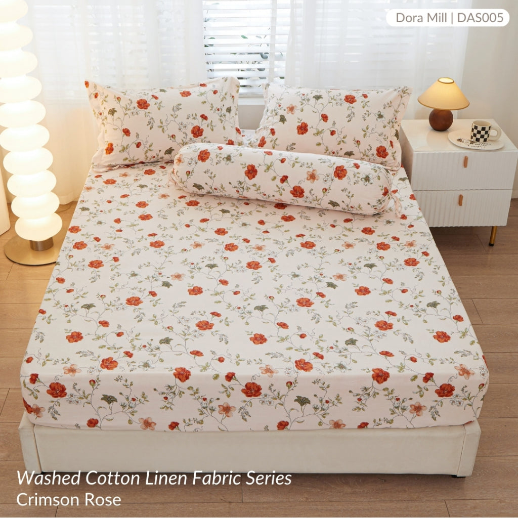 DORAMILL Wash Cotton Linen Ins Style Fitted Bedsheet #DAS
