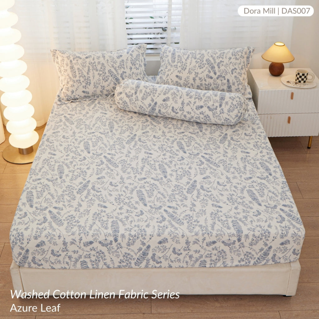 DORAMILL Wash Cotton Linen Ins Style Fitted Bedsheet #DAS