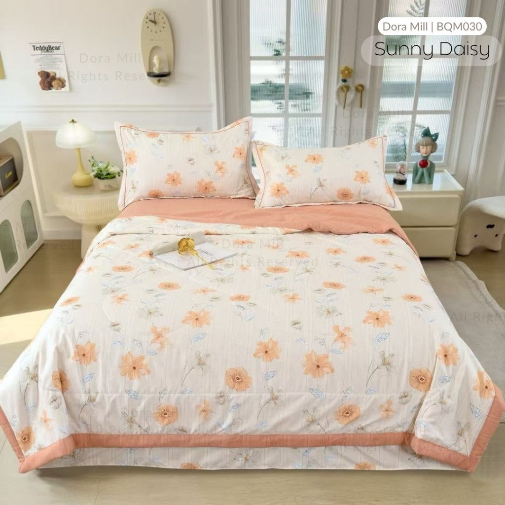 DORAMILL Cloud Cotton Quilt Cover Fitted Bedsheet Set #BQC