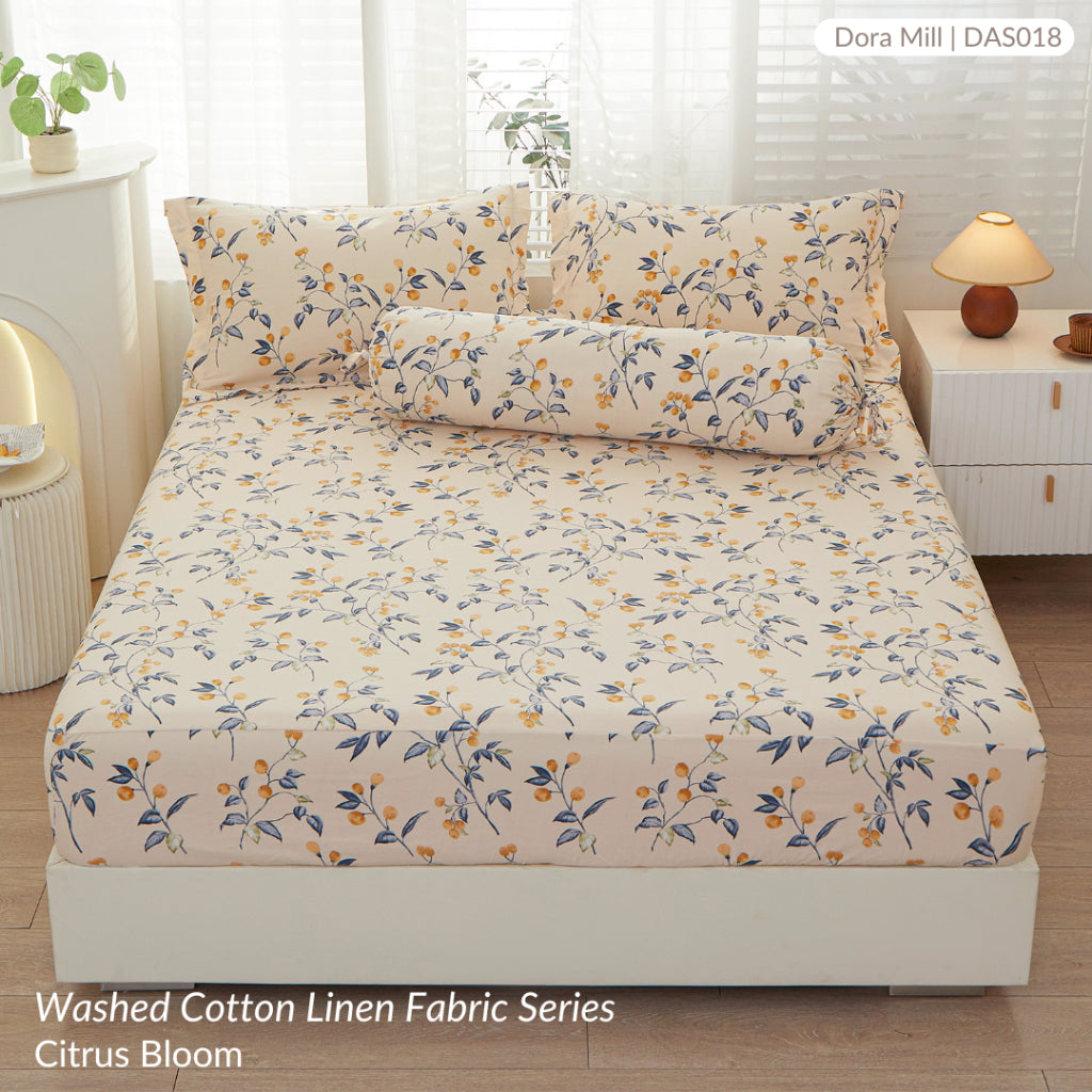 DORAMILL Wash Cotton Linen Ins Style Fitted Bedsheet #DAS