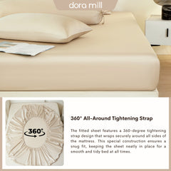 DORAMILL 60S 100% Tencel Lyocell Ultra Soft Fitted Bedsheet Pillow Case Bolster Case Quilt Cover 60S
