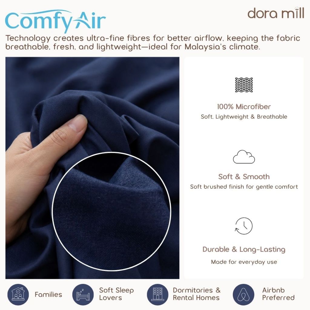 DORAMILL ConfyAir Plain Colour Fitted Bedsheet Set #BBP