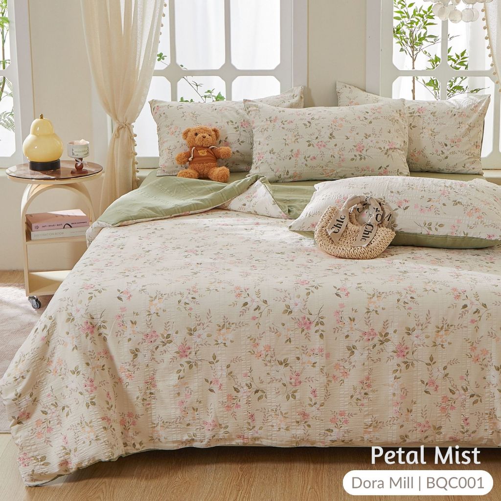 DORAMILL Cloud Cotton Quilt Cover Fitted Bedsheet Set #BQC