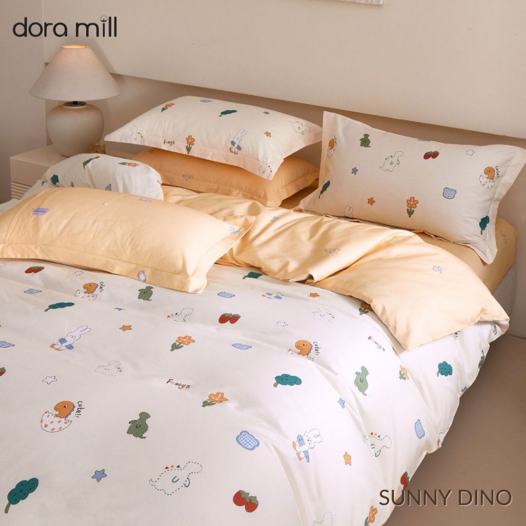 DORAMILL 2500TC 100% Cotton 4in1 Quilt Cover Set Queen King Size Pillow Case Cadar Fitted Bedsheet Set #BAR