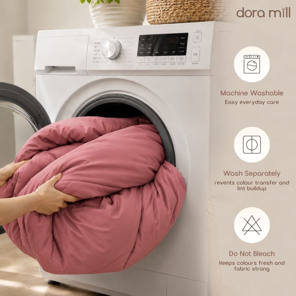 DORAMILL ComfyAir Plain Colour Duvet Cover Comforter Fitted Bedsheet Set #BDP
