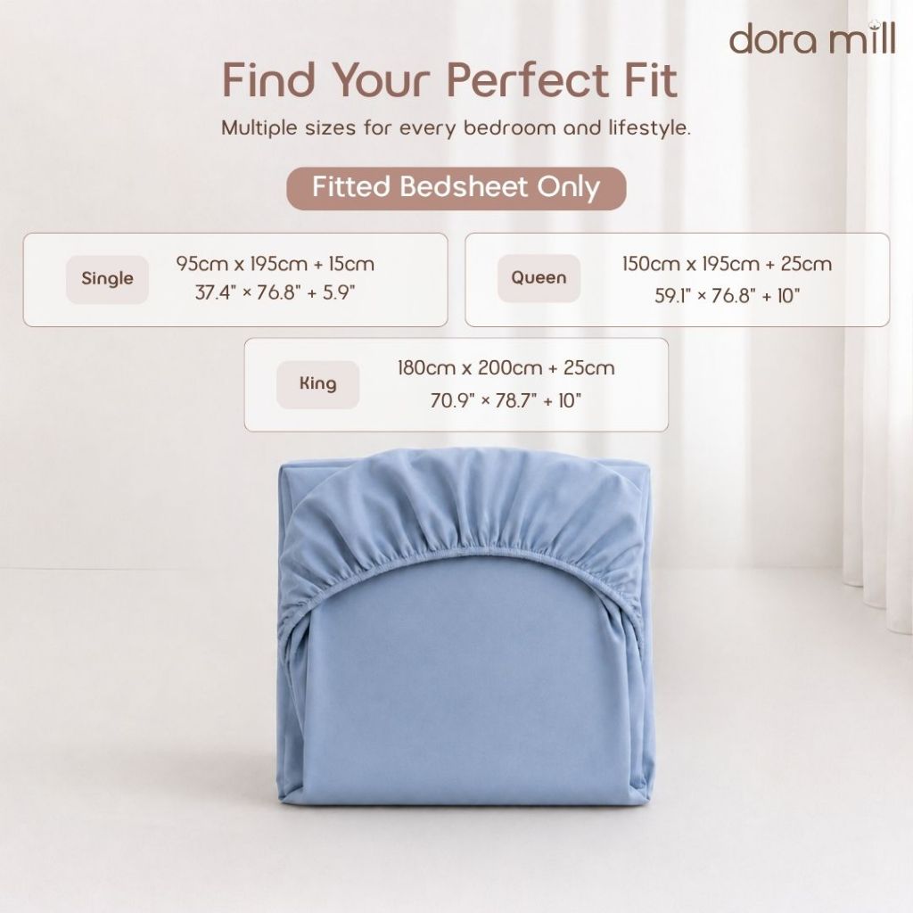 DORAMILL ComfyAir Plain Colour Fitted Bedsheet Only #BFP