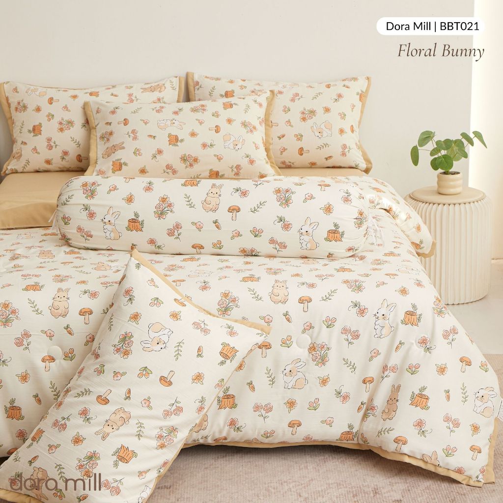 DORAMILL Premium AirWeave Washed Cotton Linen Feel  3in1Single/5in1 Queen King Comforter Bedsheet Set SoyBean Fiber #BBT