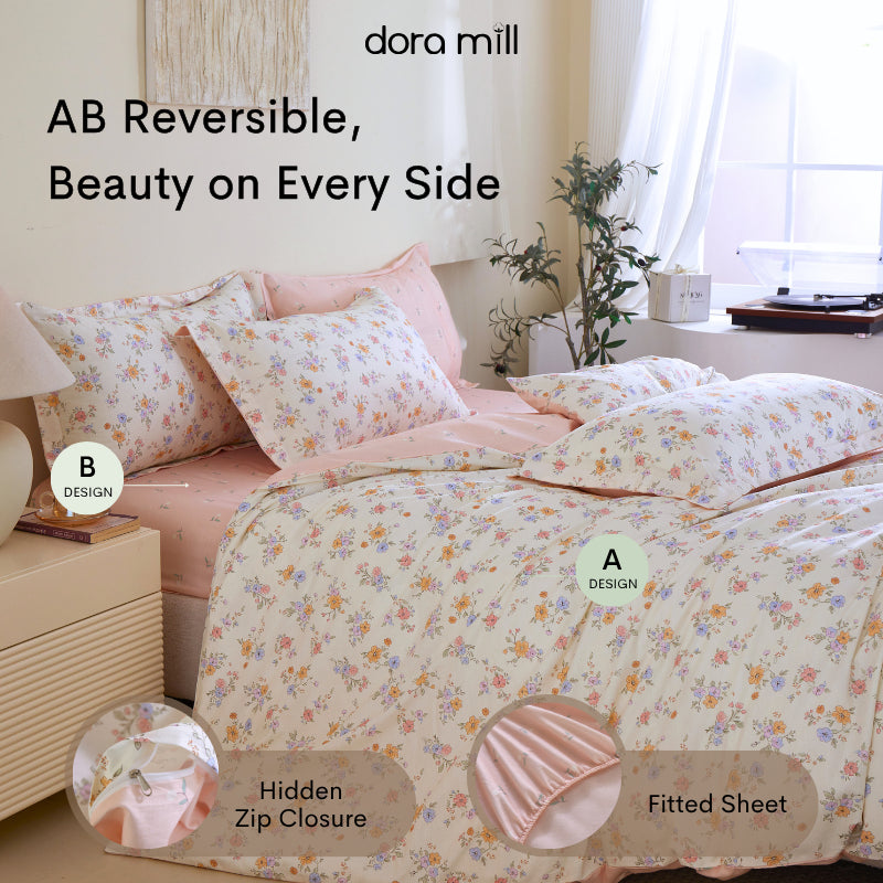 DORAMILL 2500TC 100% Cotton 4in1 Quilt Cover Set Queen King Size Pillow Case Cadar Fitted Bedsheet Set #BAR
