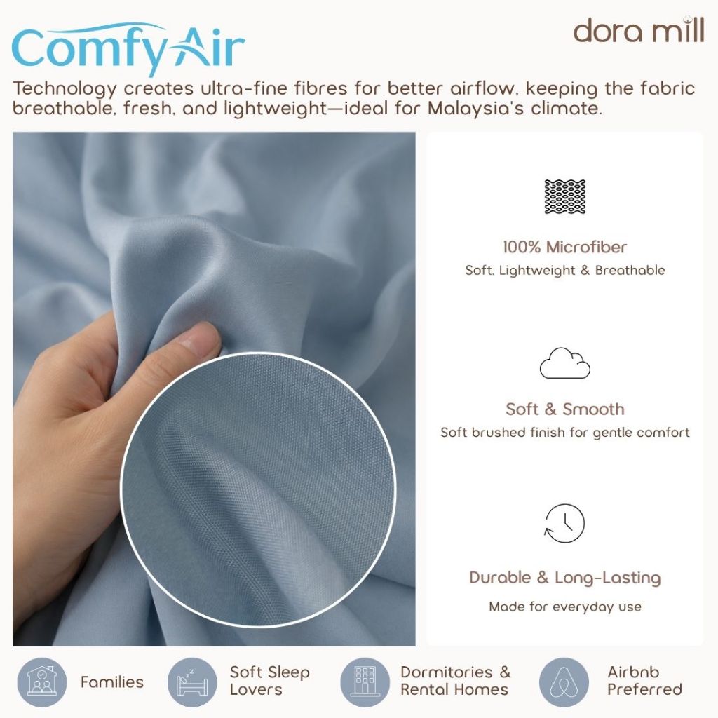 DORAMILL ComfyAir Plain Colour Fitted Bedsheet Only #BFP