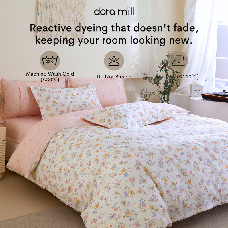 DORAMILL 2500TC 100% Cotton 4in1 Quilt Cover Set Queen King Size Pillow Case Cadar Fitted Bedsheet Set #BAR