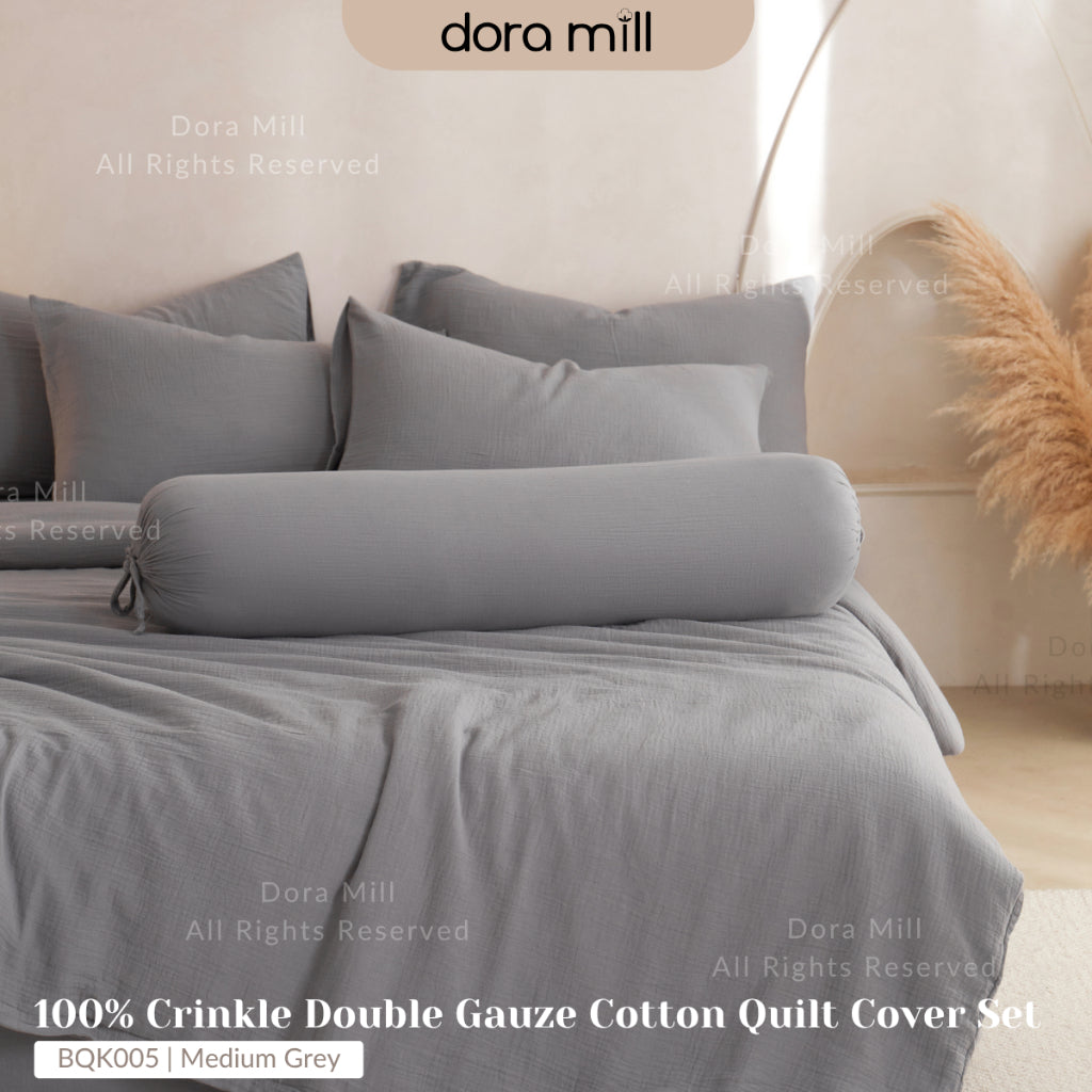 DORAMILL Crinkle Double Gauze Cotton Quilt Cover Bedsheet  #BQK