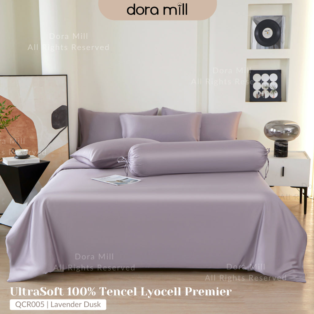DORAMILL 60S 100% Tencel Lyocell Ultra Soft Fitted Bedsheet Pillow Case Bolster Case Quilt Cover 60S