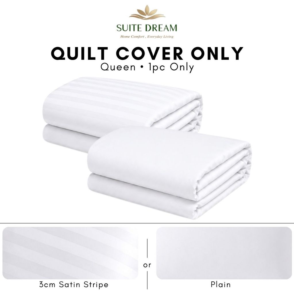 DORAMILL SatinWeave™ Essential 40 3cm Satin Stripe Hotel Quilt Cover Bedsheet Set