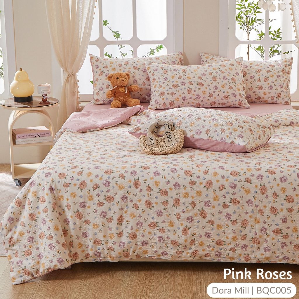 DORAMILL Cloud Cotton Quilt Cover Fitted Bedsheet Set #BQC