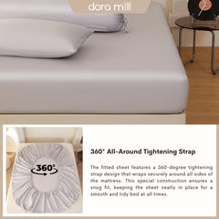 DORAMILL 50S 100% Tencel Lyocell Ultra Soft Fitted Bedsheet Pillow Case Bolster Case Quilt Cover 50S