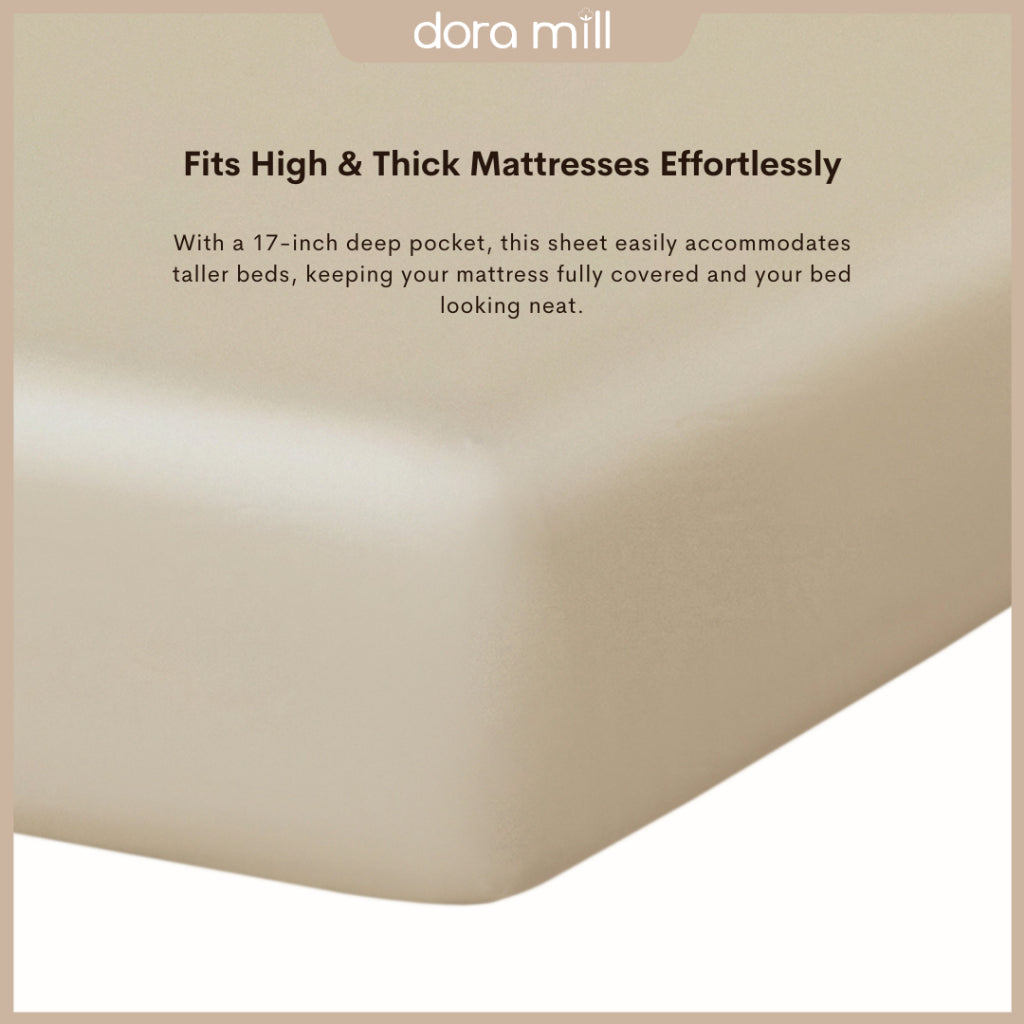 DORAMILL 60S 100% Tencel Lyocell Ultra Soft Fitted Bedsheet Pillow Case Bolster Case Quilt Cover 60S