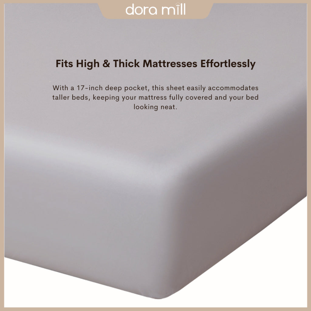 DORAMILL 50S 100% Tencel Lyocell Ultra Soft Fitted Bedsheet Pillow Case Bolster Case Quilt Cover 50S