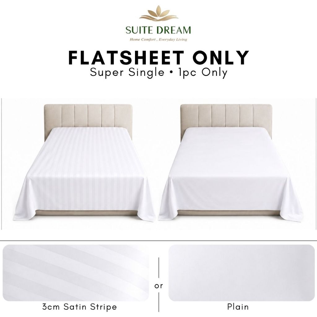 DORAMILL SatinWeave™ Essential 40 3cm Satin Stripe Hotel Quilt Cover Bedsheet Set