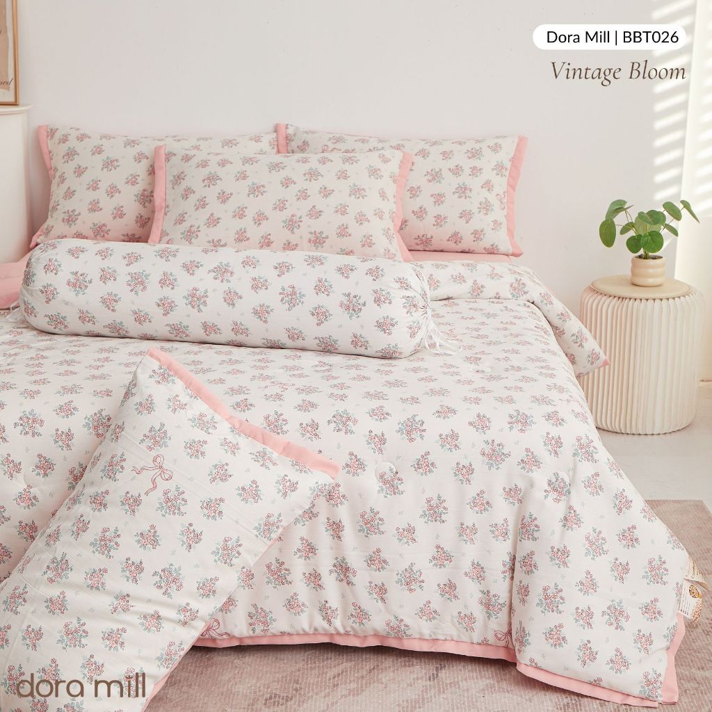DORAMILL Premium AirWeave Washed Cotton Linen Feel  3in1Single/5in1 Queen King Comforter Bedsheet Set SoyBean Fiber #BBT