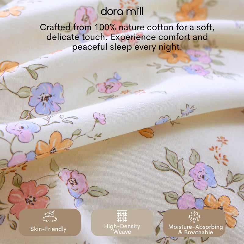 DORAMILL 2500TC 100% Cotton 4in1 Quilt Cover Set Queen King Size Pillow Case Cadar Fitted Bedsheet Set #BAR