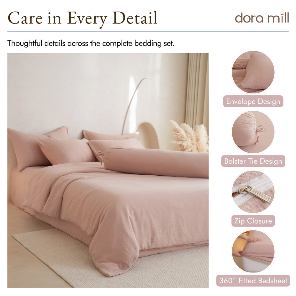 DORAMILL Crinkle Double Gauze Cotton Quilt Cover Bedsheet  #BQK