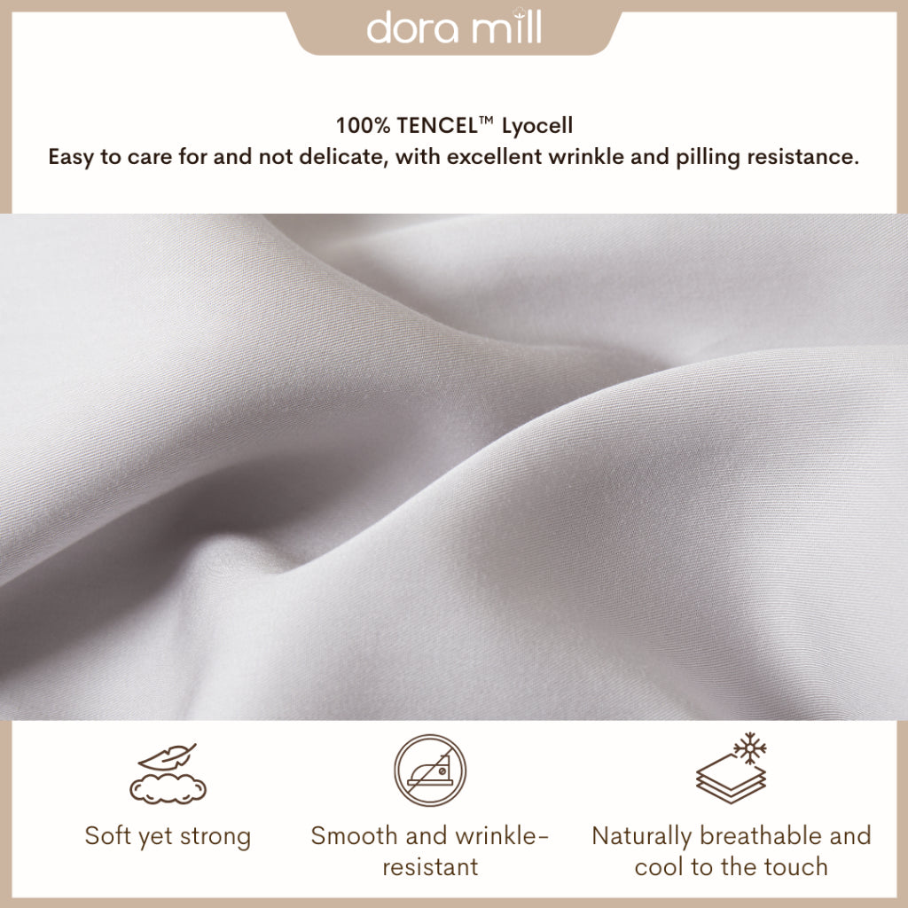 DORAMILL 50S 100% Tencel Lyocell Ultra Soft Fitted Bedsheet Pillow Case Bolster Case Quilt Cover 50S
