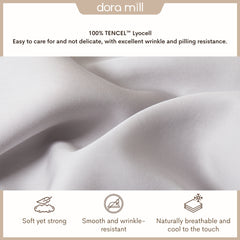DORAMILL 50S 100% Tencel Lyocell Ultra Soft Fitted Bedsheet Pillow Case Bolster Case Quilt Cover 50S