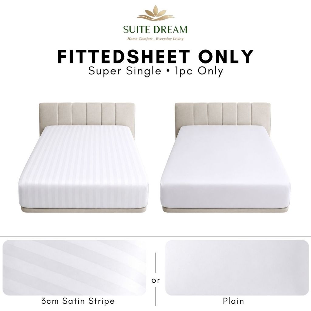 DORAMILL SatinWeave™ Essential 40 3cm Satin Stripe Hotel Quilt Cover Bedsheet Set