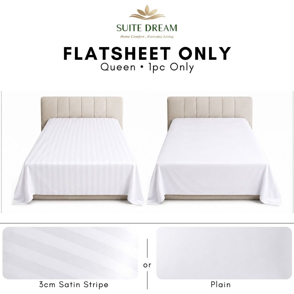 DORAMILL SatinWeave™ Essential 40 3cm Satin Stripe Hotel Quilt Cover Bedsheet Set