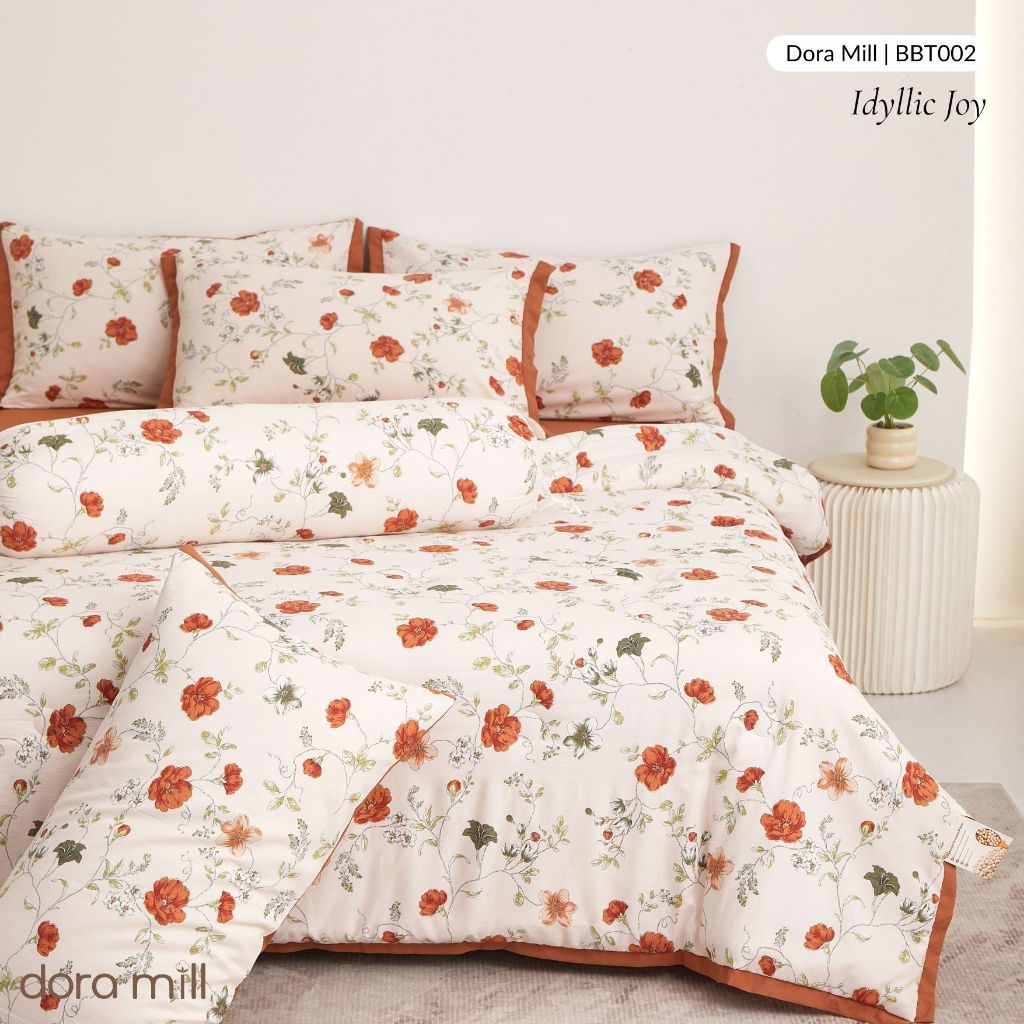DORAMILL Premium AirWeave Washed Cotton Linen Feel  3in1Single/5in1 Queen King Comforter Bedsheet Set SoyBean Fiber #BBT