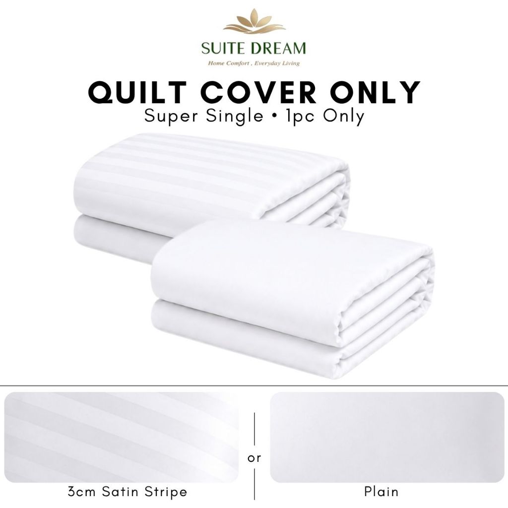DORAMILL SatinWeave™ Essential 40 3cm Satin Stripe Hotel Quilt Cover Bedsheet Set